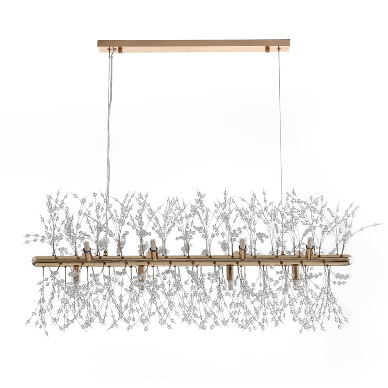 Adessa Mchugh Starburst Kitchen Island Linear Pendant Crystal Firework Chandelier, Gold, 9