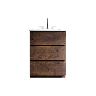 Luminaire de salle de bain moderne en noyer - Profitez d'un rangement abondant et d'un meuble-lavabo silencieux avec évier