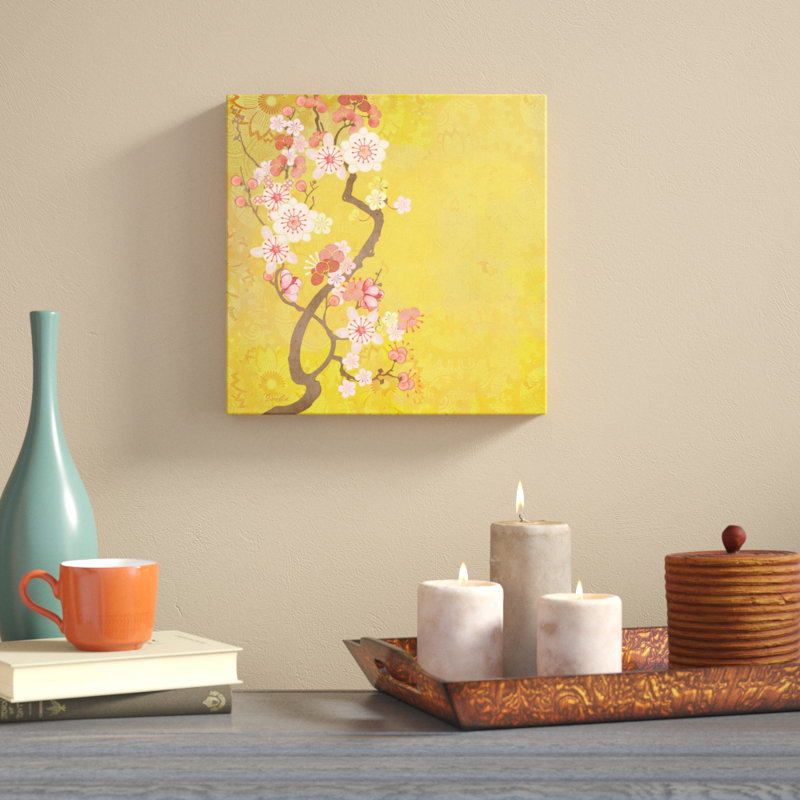«Tokyo Cherry IV», peinture sur toile, H 12 po x l 12 po x P 1,25 po, Toile tendue