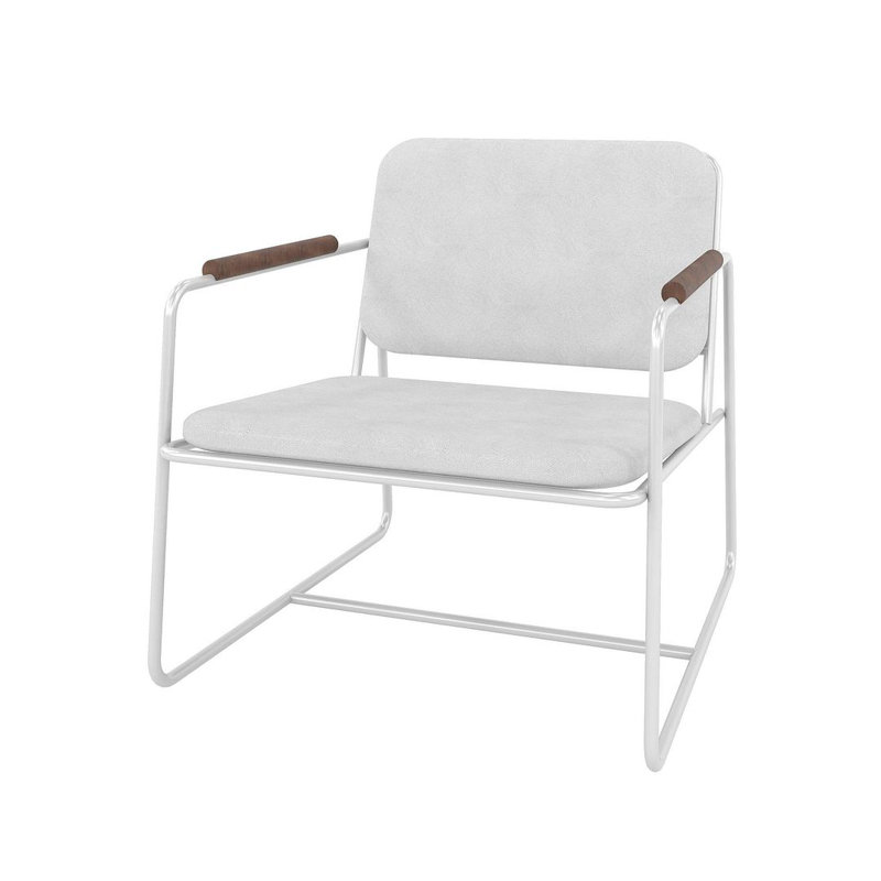 Whythe Modern Upholstered Steel Accent Chair in White, White, White