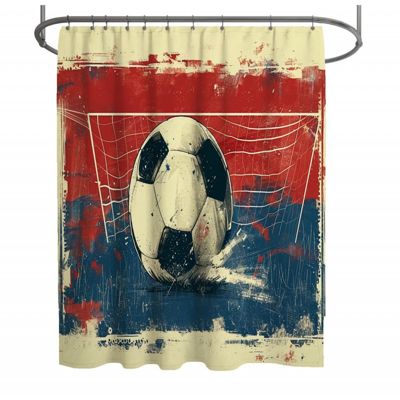 Rideau de douche Soccer - Décoration de salle de bain sport, H 83 po x l 70 po