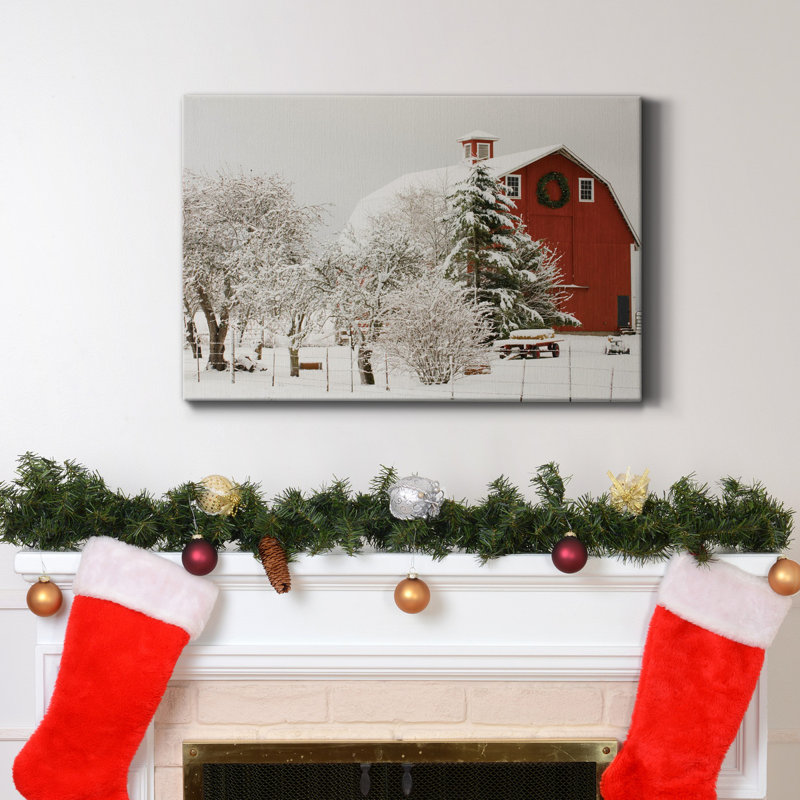 Larenza " Festive Barn " Painting Print, 8" H x 12" W x 1.5" D