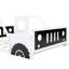 Lit plateforme classique en forme de voiture en blanc, pleine grandeur-118084273-118084272