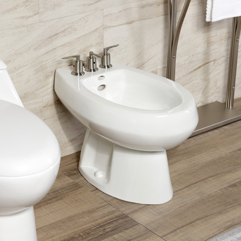Kingston Brass Serena Three-Handle Vertical Spray Bidet Faucet with Brass Pop-Up, Brushed Nickel