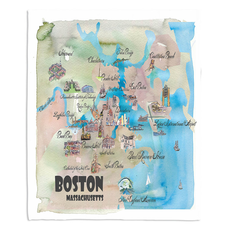  Couverture touristique Boston, 51 po x 60 po