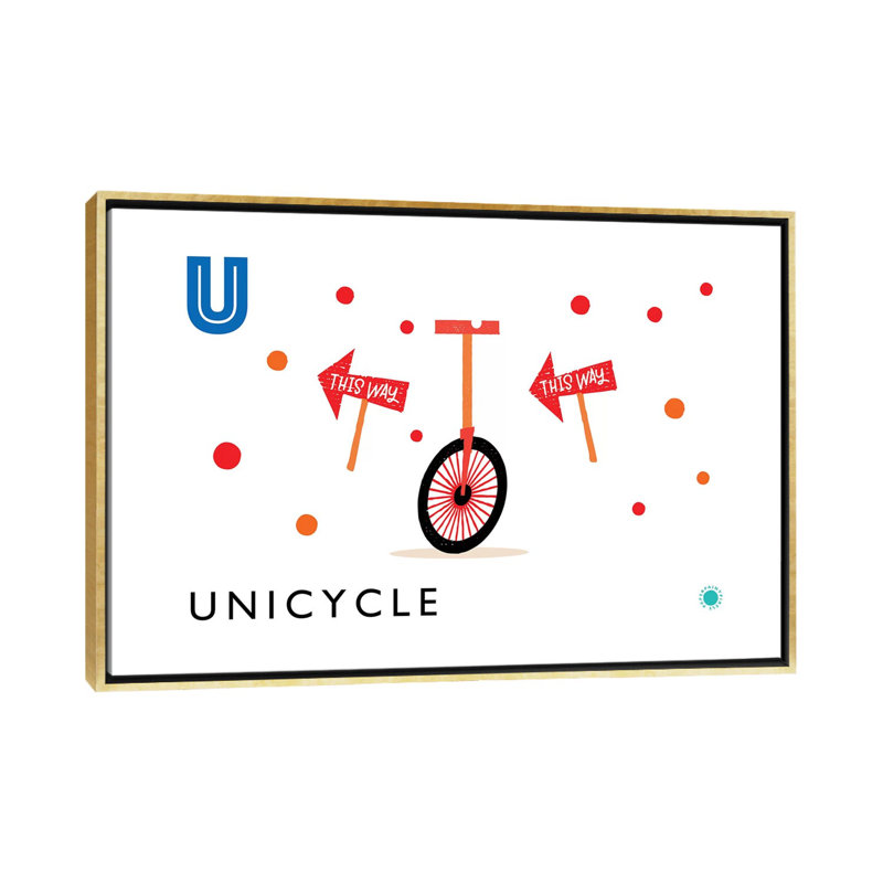 «U Is for Monicycle» - Impression, Toile encadrée d'or, Aucun mat, H 40 po x l 60 po x 1,5 po