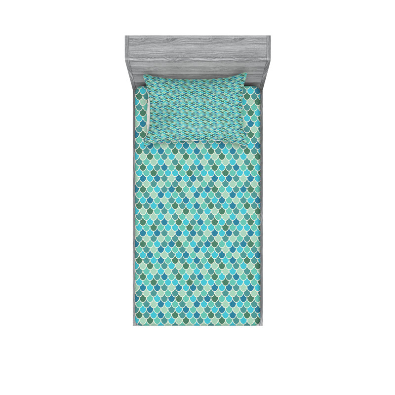 Multicolore drap-housse et coussin décoratif Ambesonne, Ensemble de draps pour lit simple + 3 pièces supp