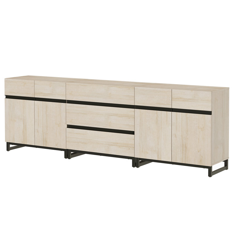 Armoire d'appoint de rangement moderne 3-en-1 avec tablette réglable et 3 tiroirs Aadam, Beige