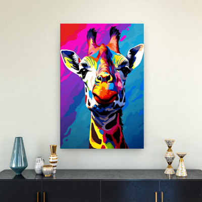Colorful Pop Art Giraffe Colorful Contemporary Giraffe Animal Wall Art Print