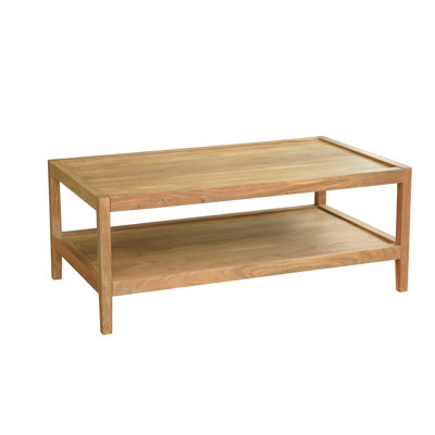 Gerlisa Solid Acacia Wood Handcrafted Storage Coffee Table with Raised Edge