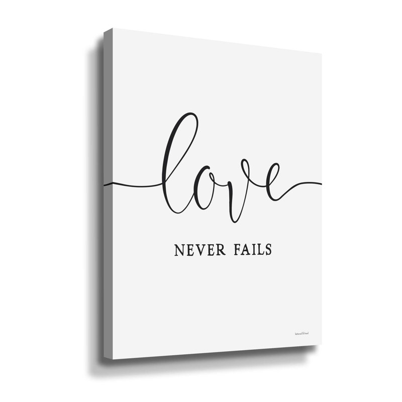 «Love Never Fails» - Art textuel sur toile, H 32 po x l 24 po x P 2 po, Toile tendue