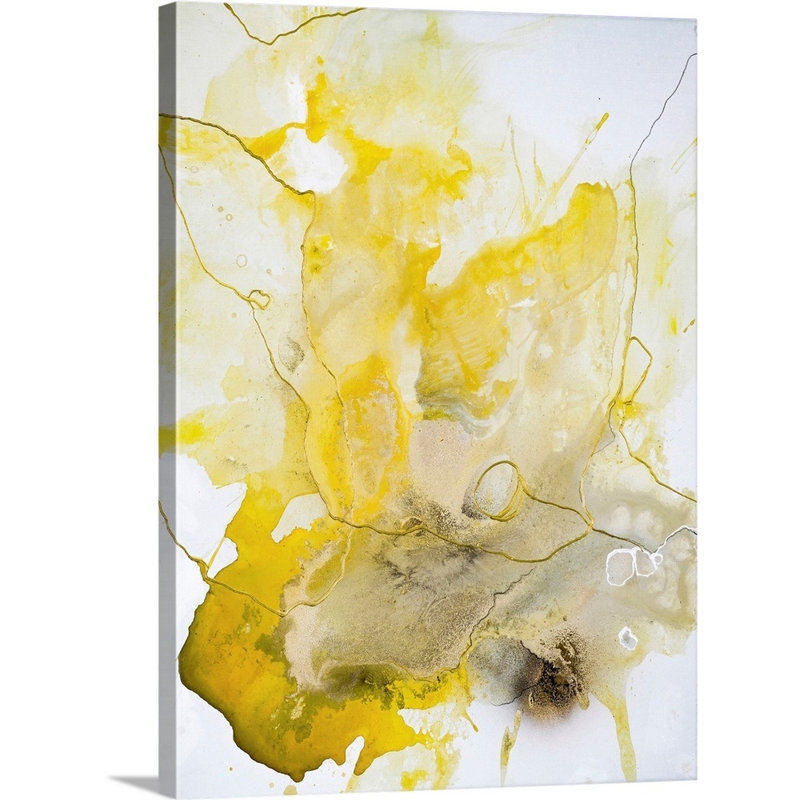 " Yellow Line " Painting Print, 16" H x 12" W x 1.25" D, Wrapped Canvas