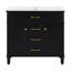 Meuble-lavabo 36 po avec lavabo, meuble autoportant noir avec cuve en céramique, cadre en bois aggloméré et en bois massif, tiroir supérieur rabattable, portes à fermeture en douceur, 2 tiroirs de rangement, poignées dorées-2015641788