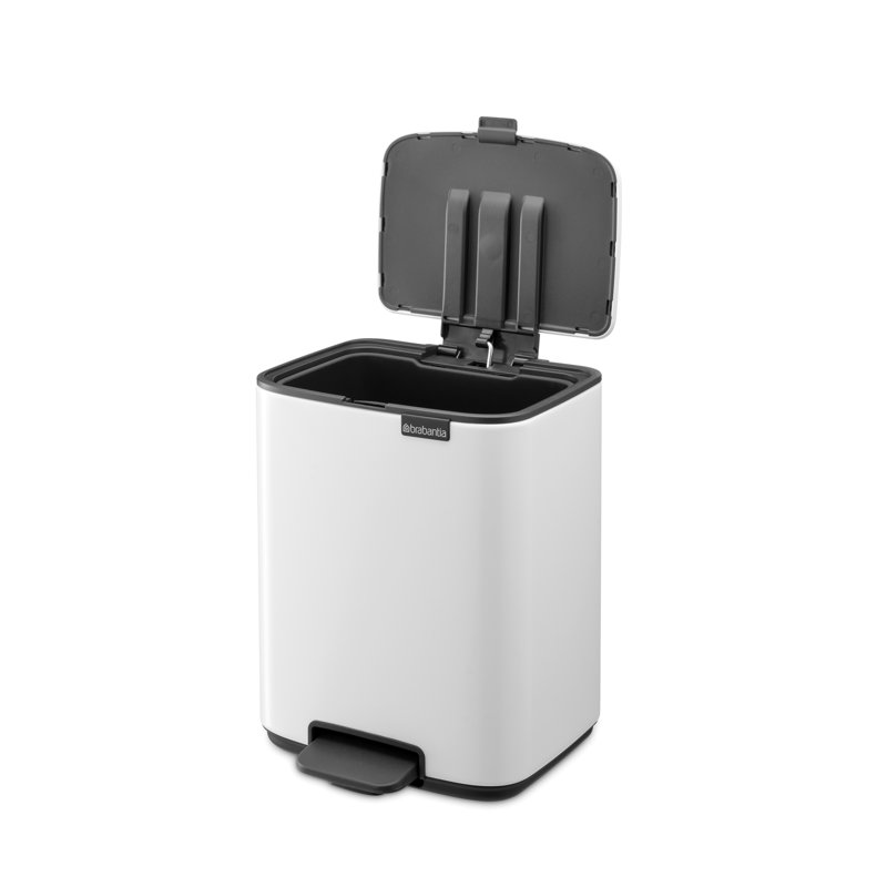 Brabantia Bo Pedal Bin, 7 L, 31cm H x 24.2cm W x 24.3cm D, White