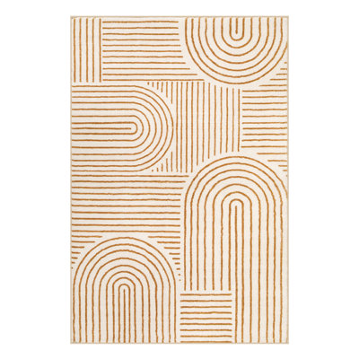 Celeta Abstract Rainbow Striped Area Rug - Colorful Modern Carpet for Living Room, Bedroom, or Office Decor