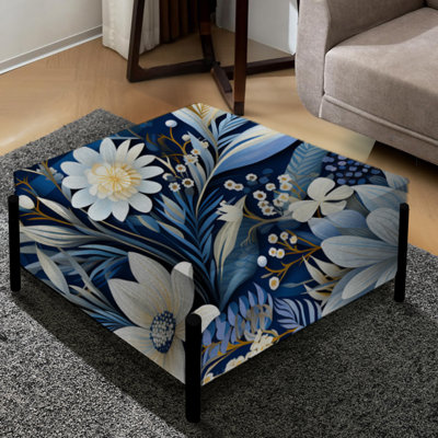 Coastal Flora And Fauna Coastal Motif I - Grand repose-pieds carré floral