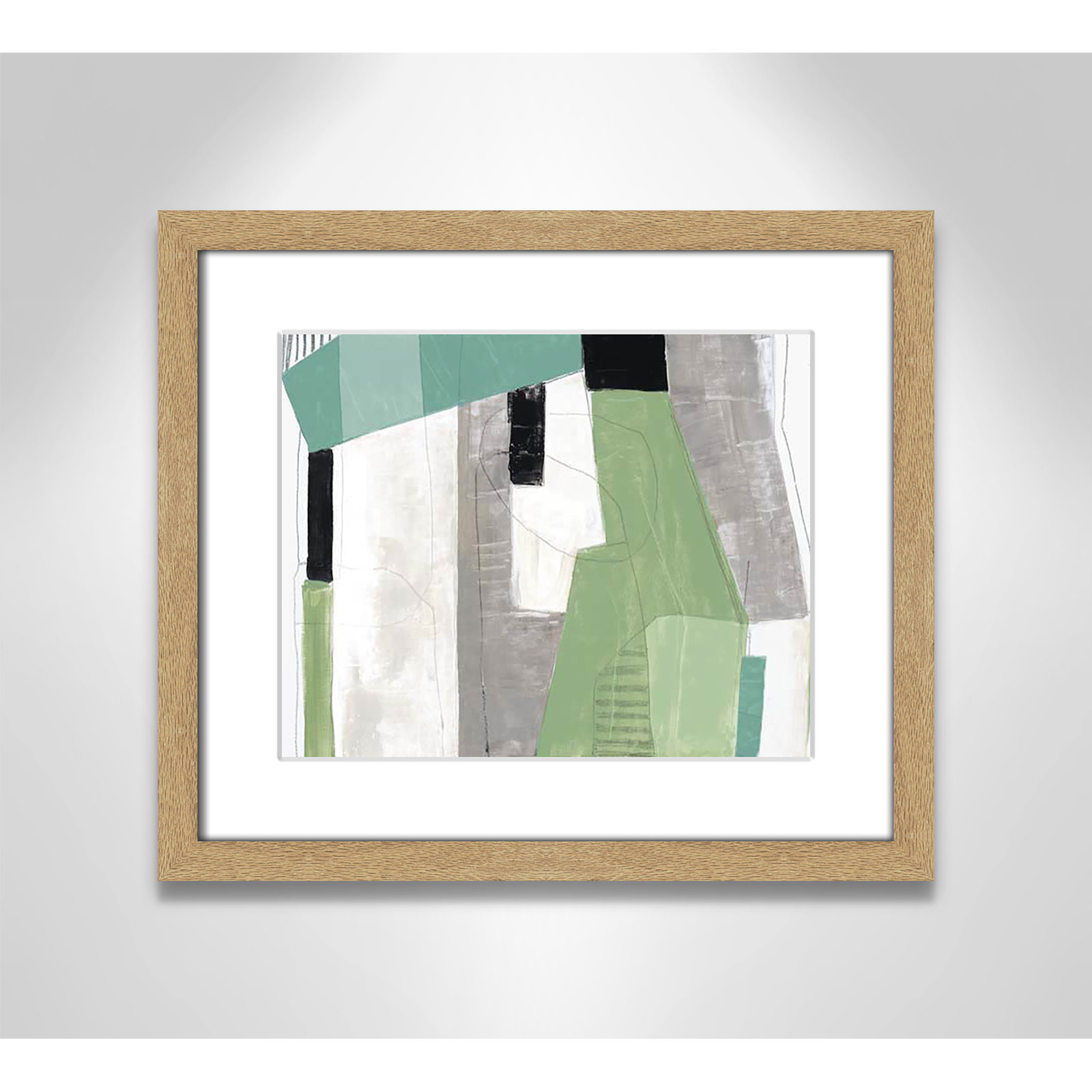 Evergreen Essence Print, 13" H x 15" W x 1.25" D, Natural Box Frame - Matted Fine Art Paper Print, White