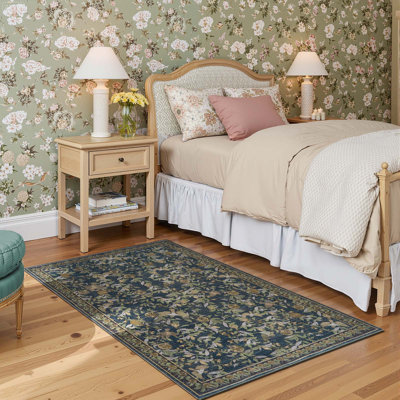 Tapis de couloir lavable à motif floral, style vintage, pour entrée, salle de bain ou cuisine.