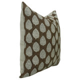 Block Print Throw Pillow Cover, 2 Thick Linen Decorative Cushion Cover