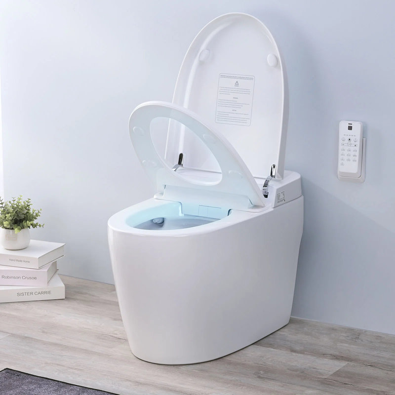 Elongated Smart Toilet with Bidet Wash Auto Sensor Flush,Foot Kick Flush,Warm Water Clean,Heated Seat,One-Piece Bidet
