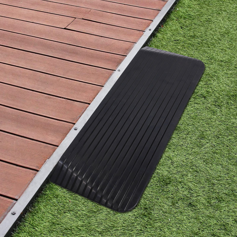 Non-slip Surface Rubber Threshold Ramp, 1.5" H x 43.11" W x 8.26" L
