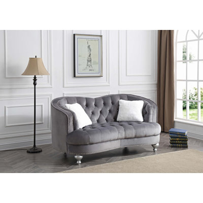 Charming Loveseat With Recessed Arms