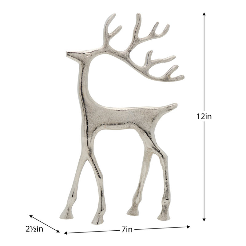 Sculpture de cerf en aluminium 12 po Arden, Argent