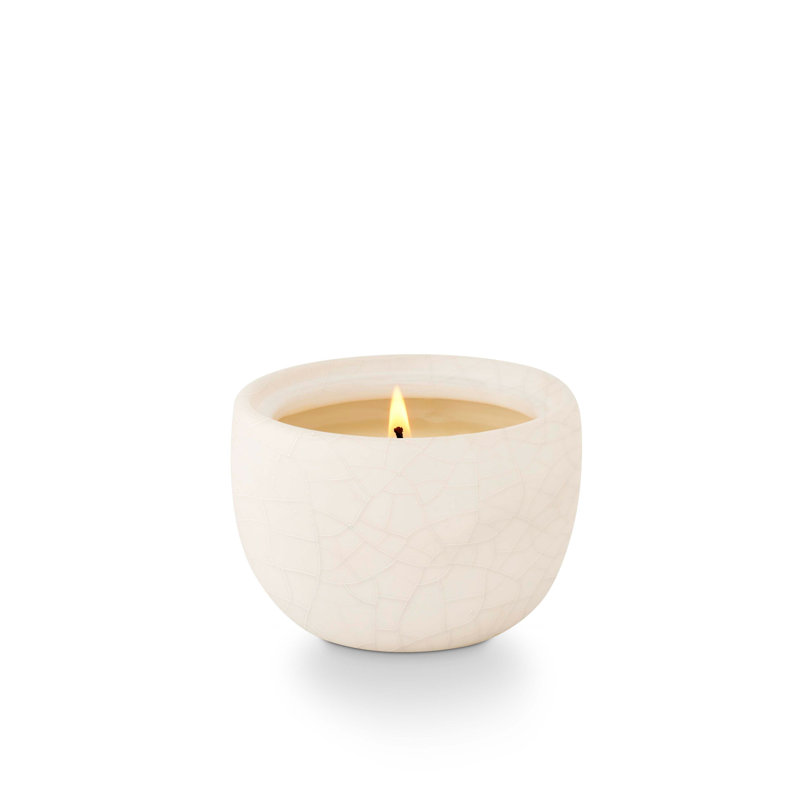 Gold and White Ceramic Apple Soy Candle