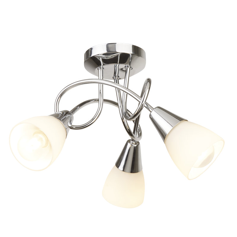 Mya Glass Semi Flush Mount, Polished Chrome