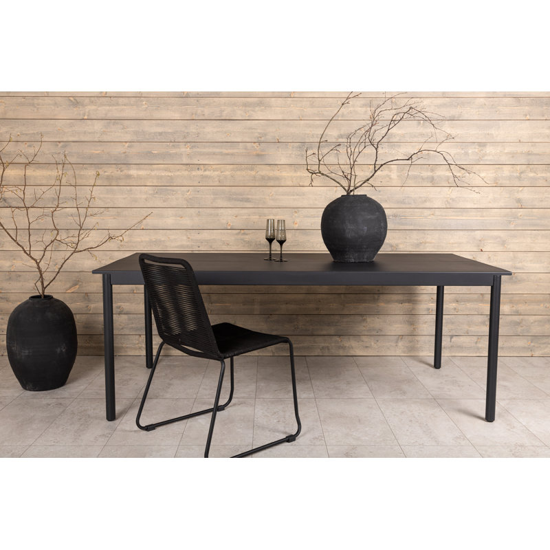 Ekaterena Rectangular Outdoor Dining Table, 75cm H x 200cm L x 100cm D, Black
