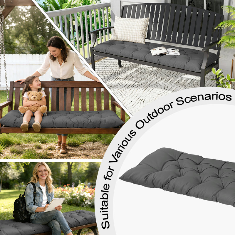Coussin de banc d'extérieur 60 po x 20 po, coussin de siège de patio imperméable avec attaches, coussin de remplacement pour balancelle, banc de jardin, utilisation intérieure / extérieure