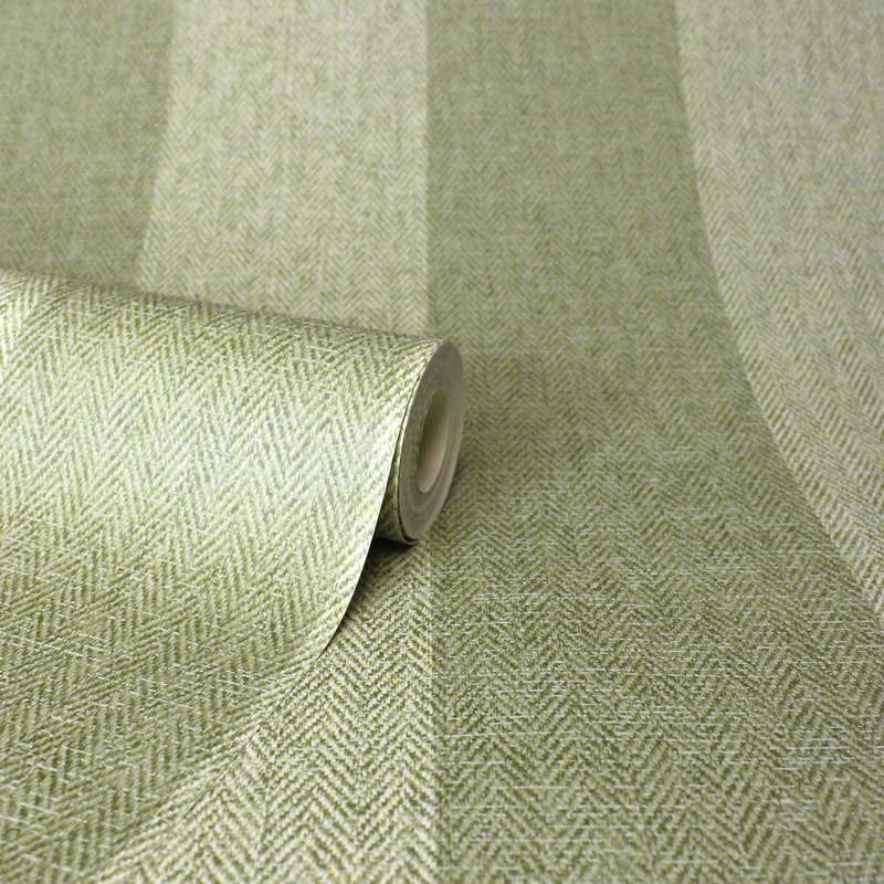 Papier peint à rayures Finn, Vert