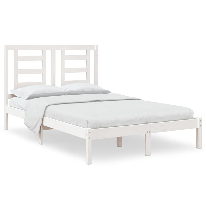 Bed Frame Solid Wood, white, 120 x 200 cm