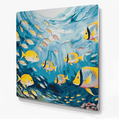 Hawaiian Fish Groups Blue Metal Wall Art