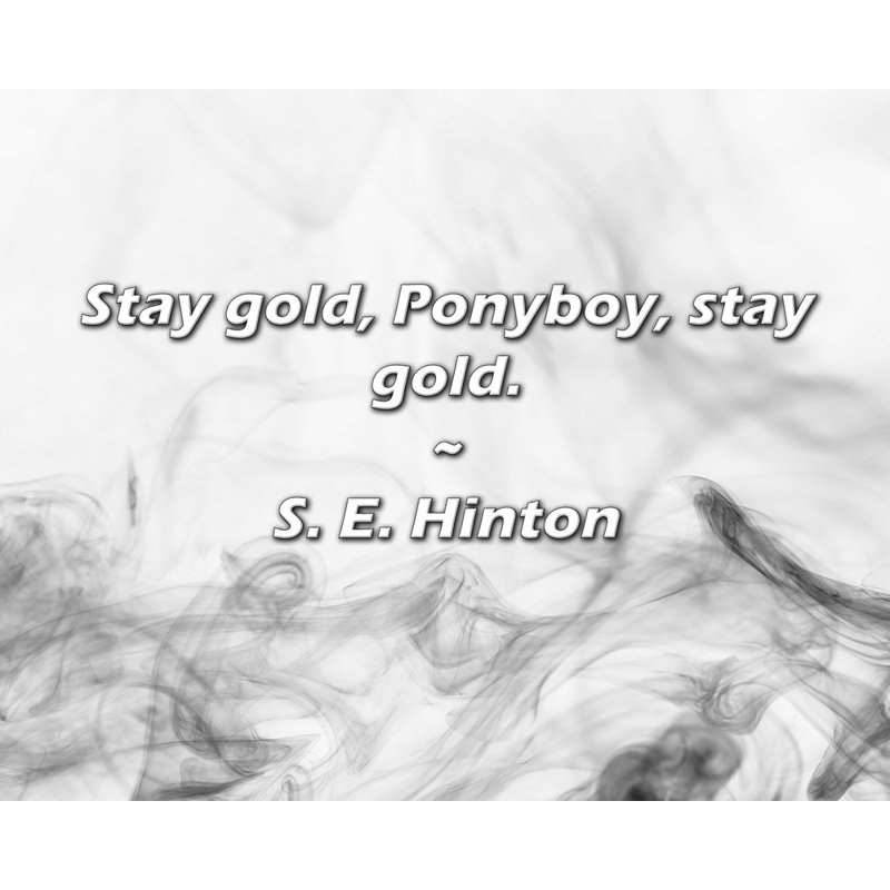 Citation de S.E. Hinton: Stay Gold, Ponyboy, Stay Gold., H 26 po x l 32 po
