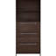 Armoire à chaussures autoportante avec 3 tiroirs rabattables. Rangement de couloir. Solide, finition noyer, poignées en métal pour le salon. Fabrication, couleur. Style moderne, espace généreux