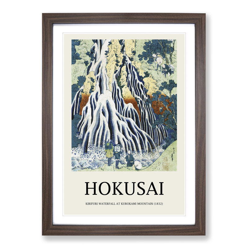 Shimotsuke Kurokami Yama Kurifuri No Taki by Katsushika Hokusai - Picture Frame Painting, 65cm H x 48cm W x 2cm D, Walnut
