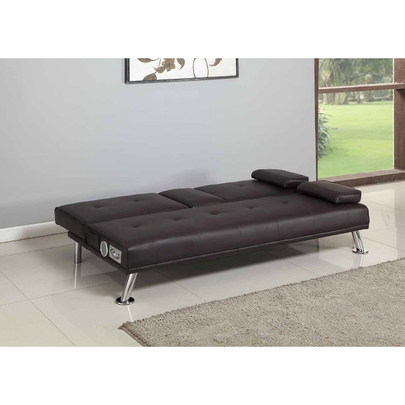 Comerford 3 Seater Faux Leather Sofa Bed, Brown, 51cm H x 162cm W x 80cm D