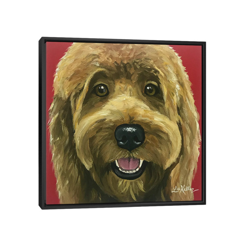 « nikki the goldendoodle », reproduction d’impression sur toile, H 26 po x l 26 po x P 1,5 po, Toile avec cadre noir