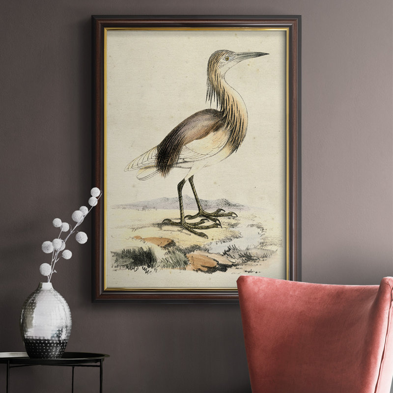 Antique Heron I, toile encadrée de qualité supérieure - prête à être accrochée, H 27 po x l 18 po x P 2,5 po