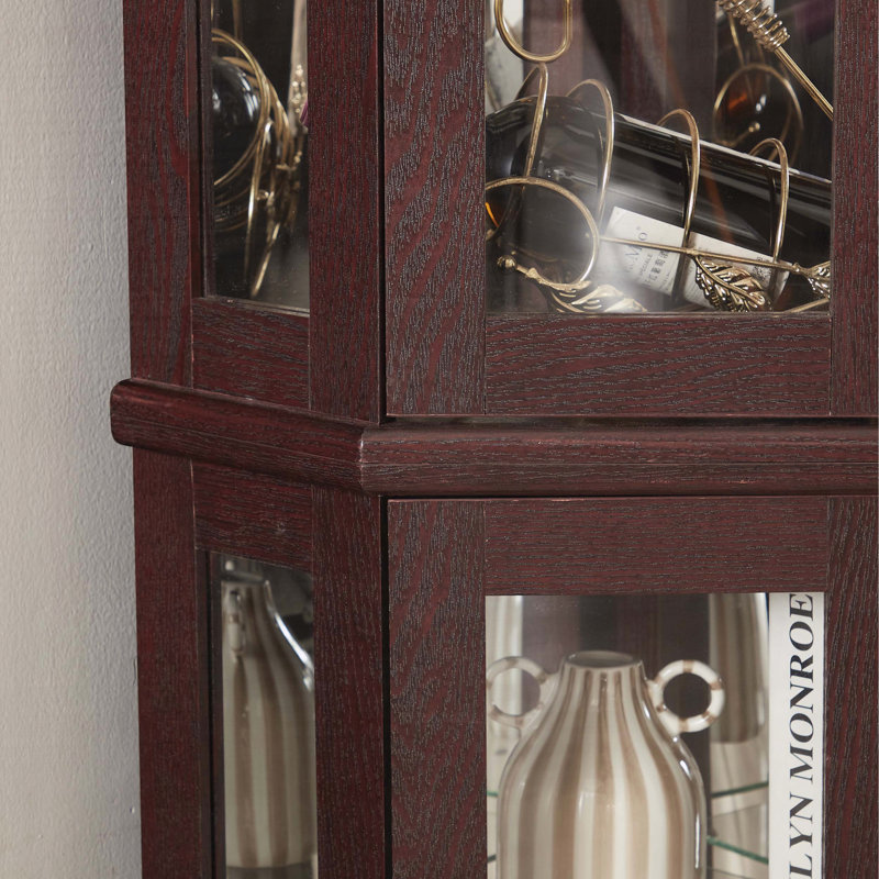 Vitrine de coin avec lumière DEL et tablettes réglables en verre