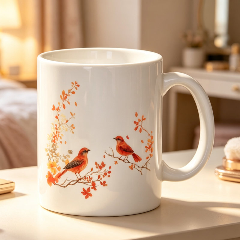 1pc Bird Themed Ceramic Coffee Mug Coffee Cup Tea Mug Thanksgiving Gift for Home designed for home use can hold Tea Milk.