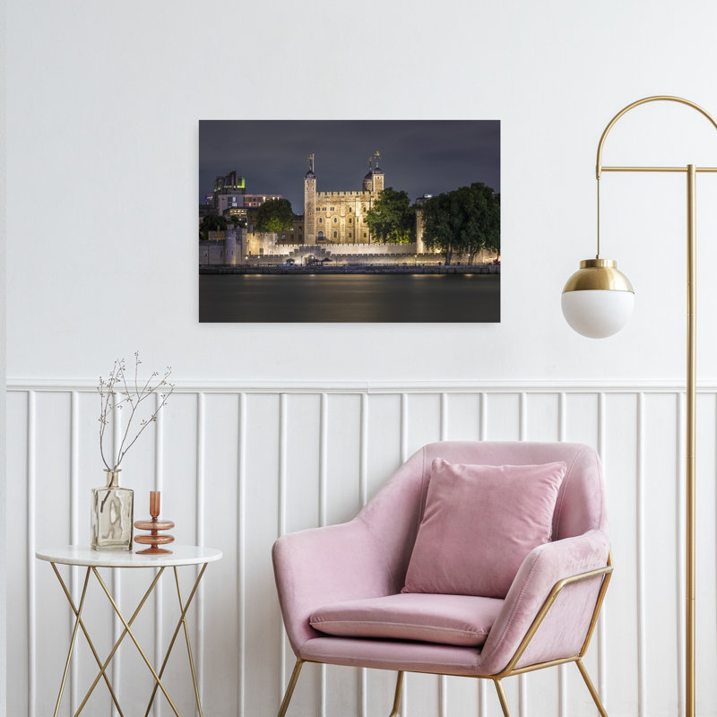 London Tower Night Abstract Contemporary Architecture City Wall Art Print, 24" H x 36" W