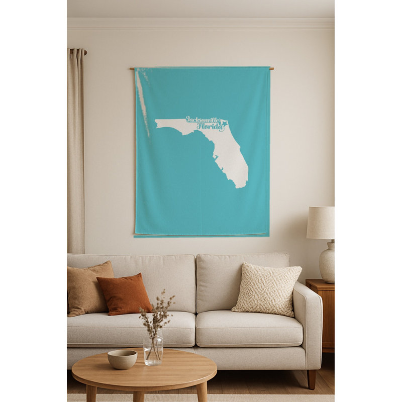 Douce maison Jacksonville — Silhouette de l'État de Floride — Tapisserie murale tissée portrait, H 36 po x l 26 po