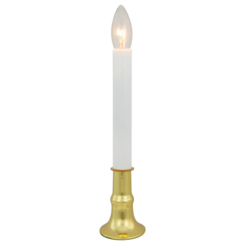 9" White And Gold C7 Light Christmas Candle Lamp With Timer - Set Of 4
