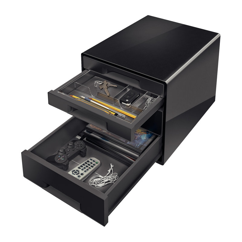 Plastic Desk Organiser, Black/Grey