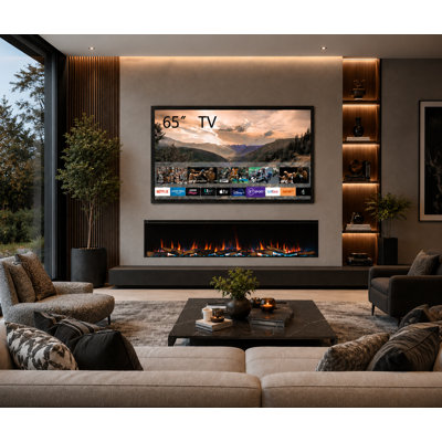 FLAMME 3 Sided Media Wall Electric Fire, Knighton Black