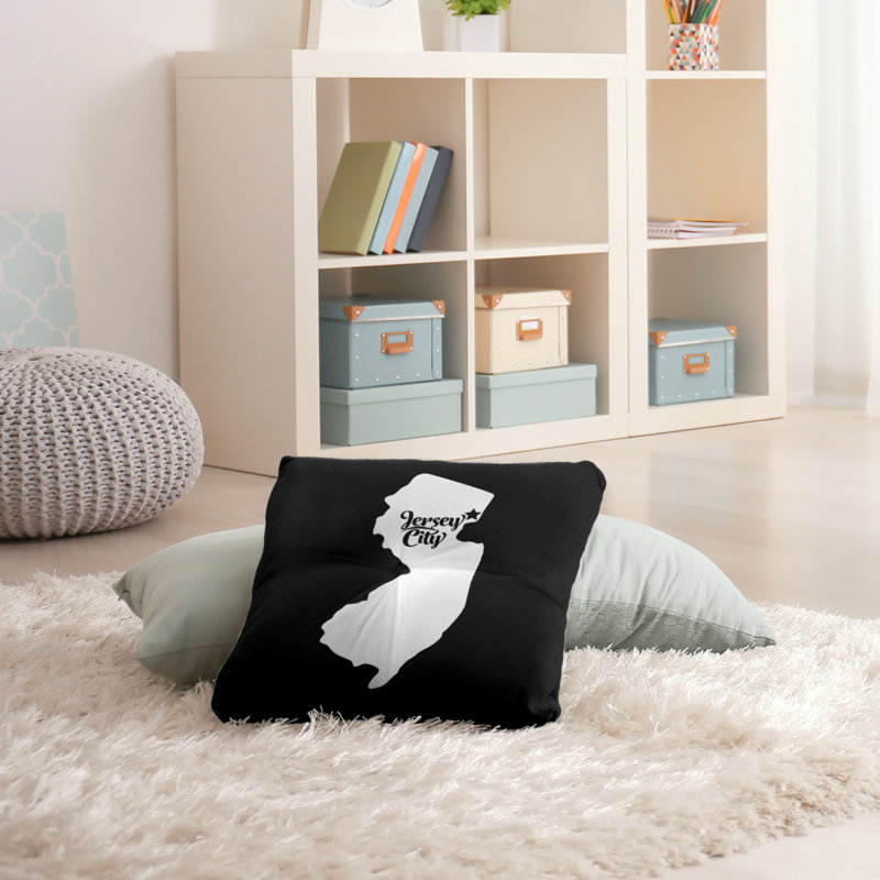 Coussin de plancher touffeté, 26 po x 26 po, Noir, Jersey City