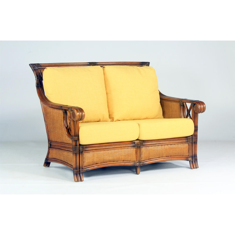 Stotler 52" Cotton Recessed Arm Loveseat, Meeks Lime