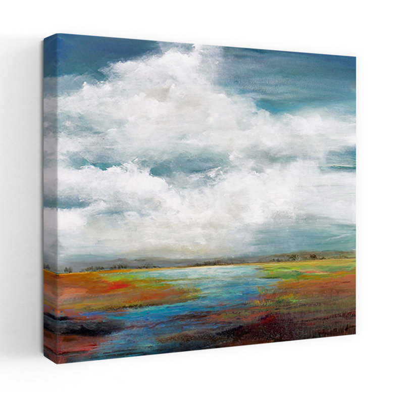 "Can’T Resist Variation", art abstrait de paysage côtier, H 18 po x l 18 po